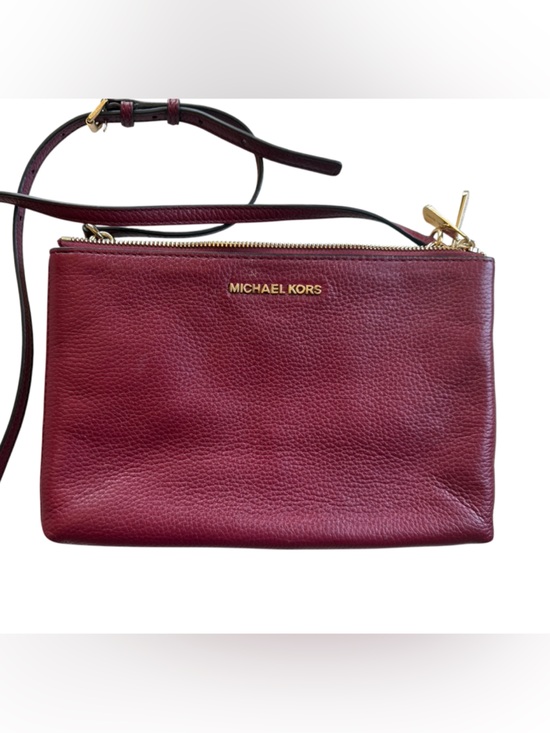 Michael Kors Handbags - Michael Kors Pebbled Leather Two Toned Crossbody - Burgundy/Wine & Monogram